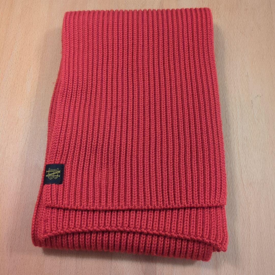 【完売品】バトナー　赤　レッド　ソリッドウールマフラー リブ180×17cmp