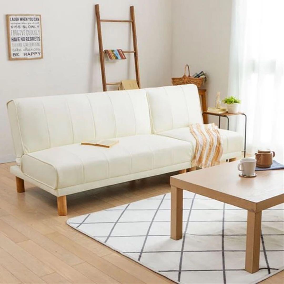 3人掛けソファ カウチベッド　ソファベッド　ローソファ　リクライニング