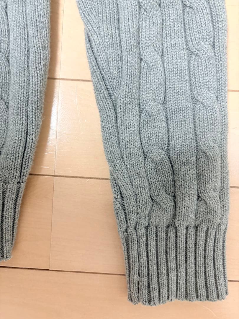 ポロラルフローレン　ケーブルニット　セーター　グレー　ポニーロゴ刺繍　コットン