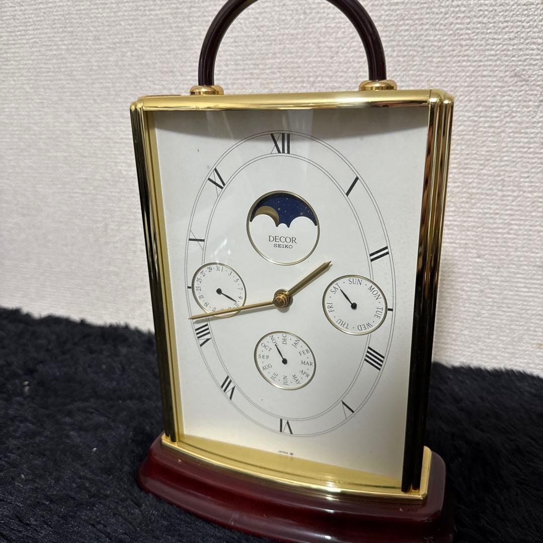激レア SEIKO DECOR 卓上時計 ムーンフェイズ ゴールド