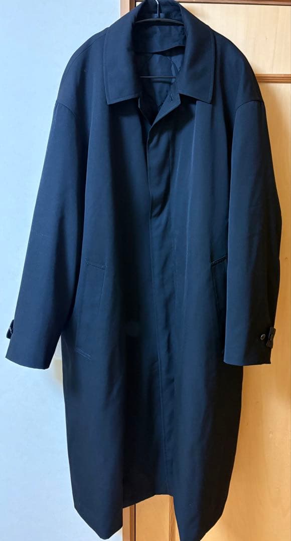 Scale Off Wool Balmacaan Coat ブラック2