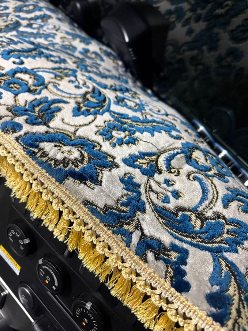 廃盤金華山　ダッシュマット フロントカーテンセット 小雪 ホワイト×ブルー