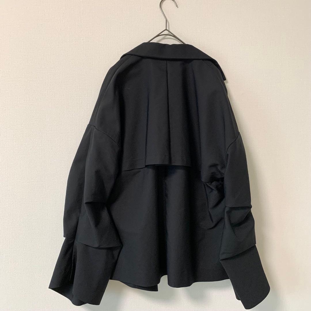 UN3D.／アンスリード　ショートオリガミトレンチコート　ブラック　Fサイズ