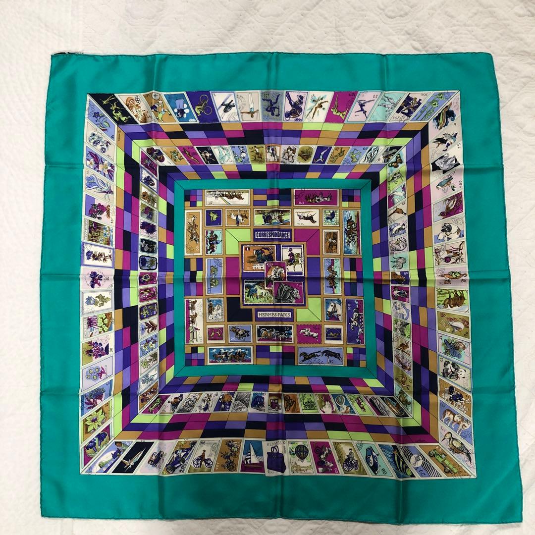 HERMES エルメス　カレ　スカーフ シルク　CORRESPONDANCE