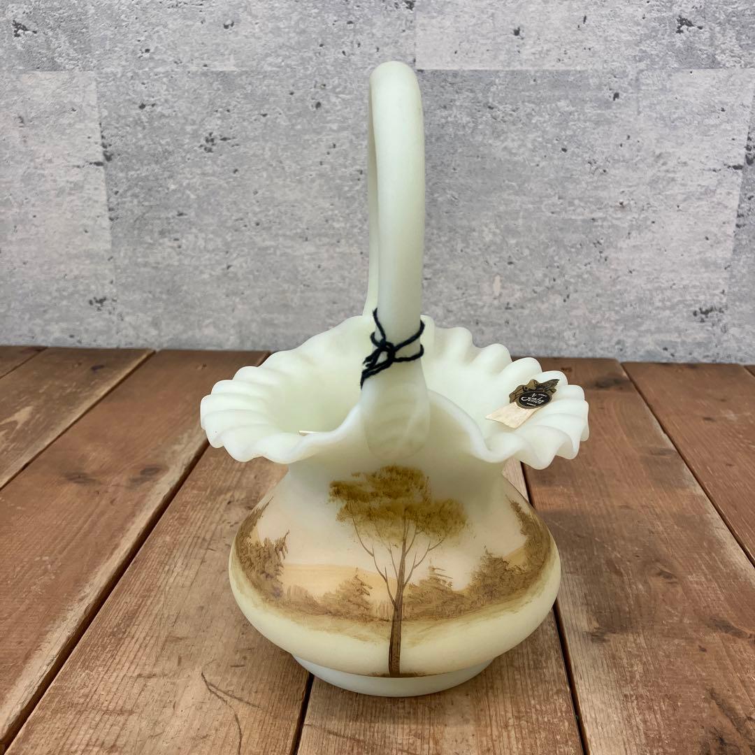 北米 フェントン アートガラス ウランガラス バスケット カゴ 小物入れ 置物