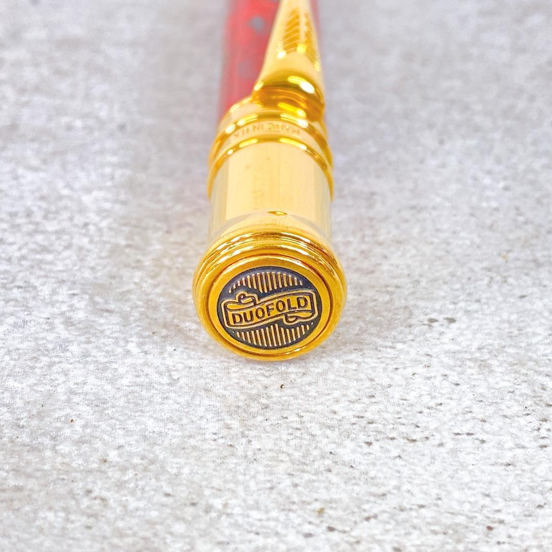 PARKER パーカー デュオフォールド 赤マーブル ゴールドカラーボールペン