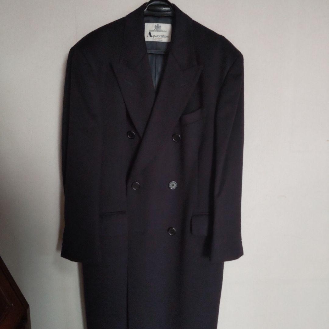 Aquascutum ダークネイビー チェスターコート カシミア100%