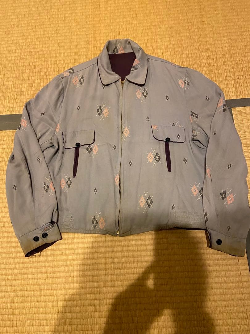 50s ダイヤ アーガイル レーヨン ギャバジャン ロカビリー ヴィンテージ