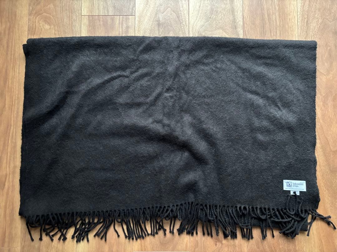 ジョンストンズ　カシミア 大判 ストール　ブラック
