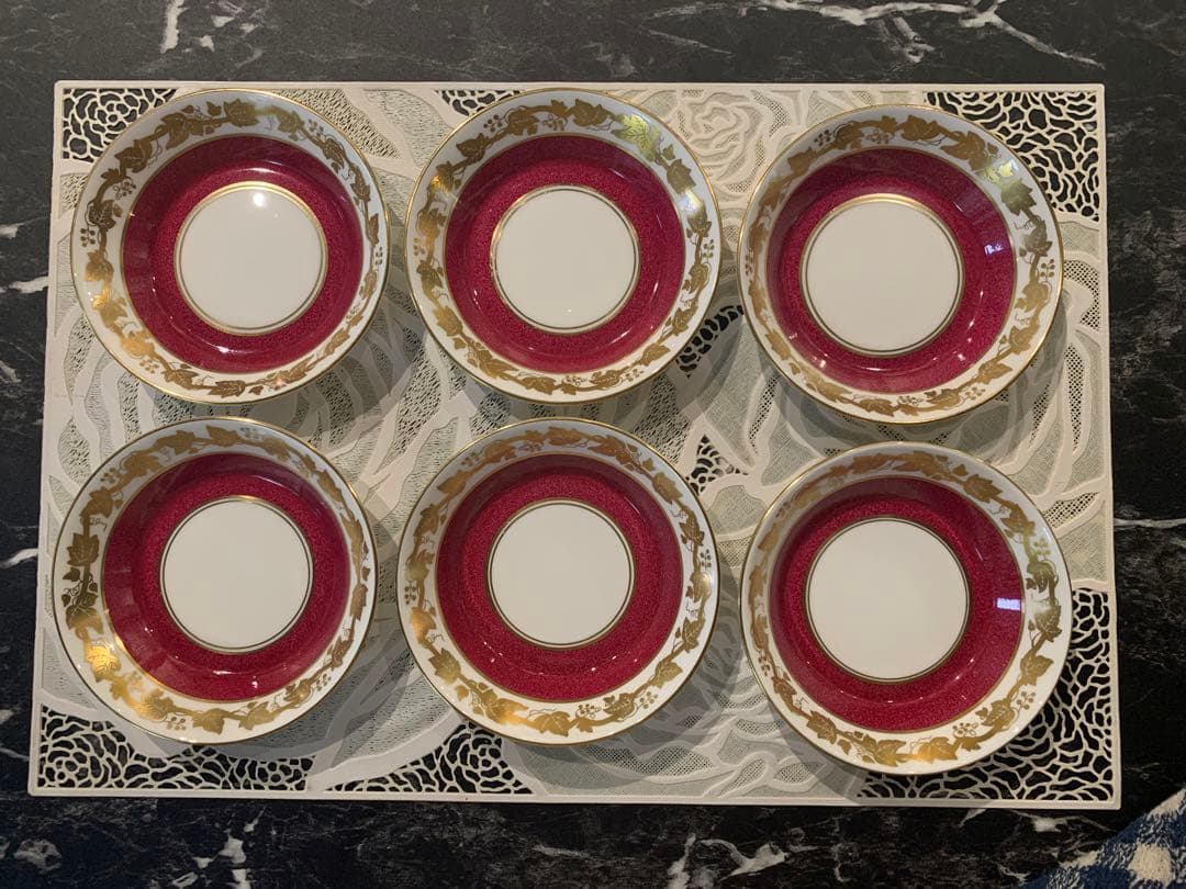 【希少】ウェッジウッド 金彩　小皿　黒壺　6枚セット
