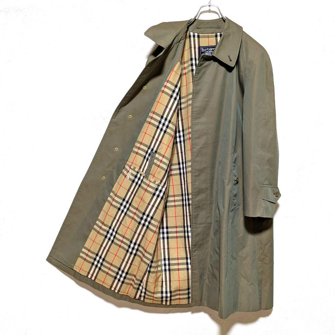 美品 英国製 80s バーバリー ステンカラーコート メンズ 玉虫 88B