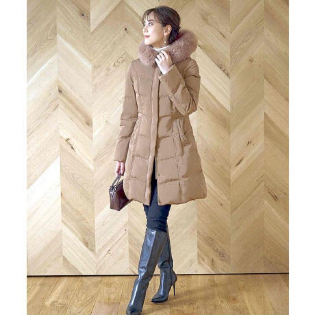 美品 大きいサイズ ルイルエブティック フォックスファー リボン ダウンコート