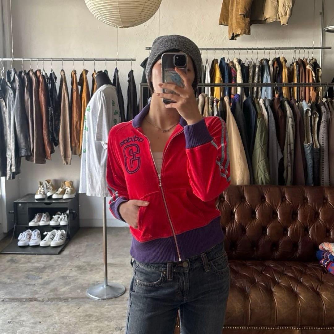 トップス 00s adidas velor fabric track jacket M