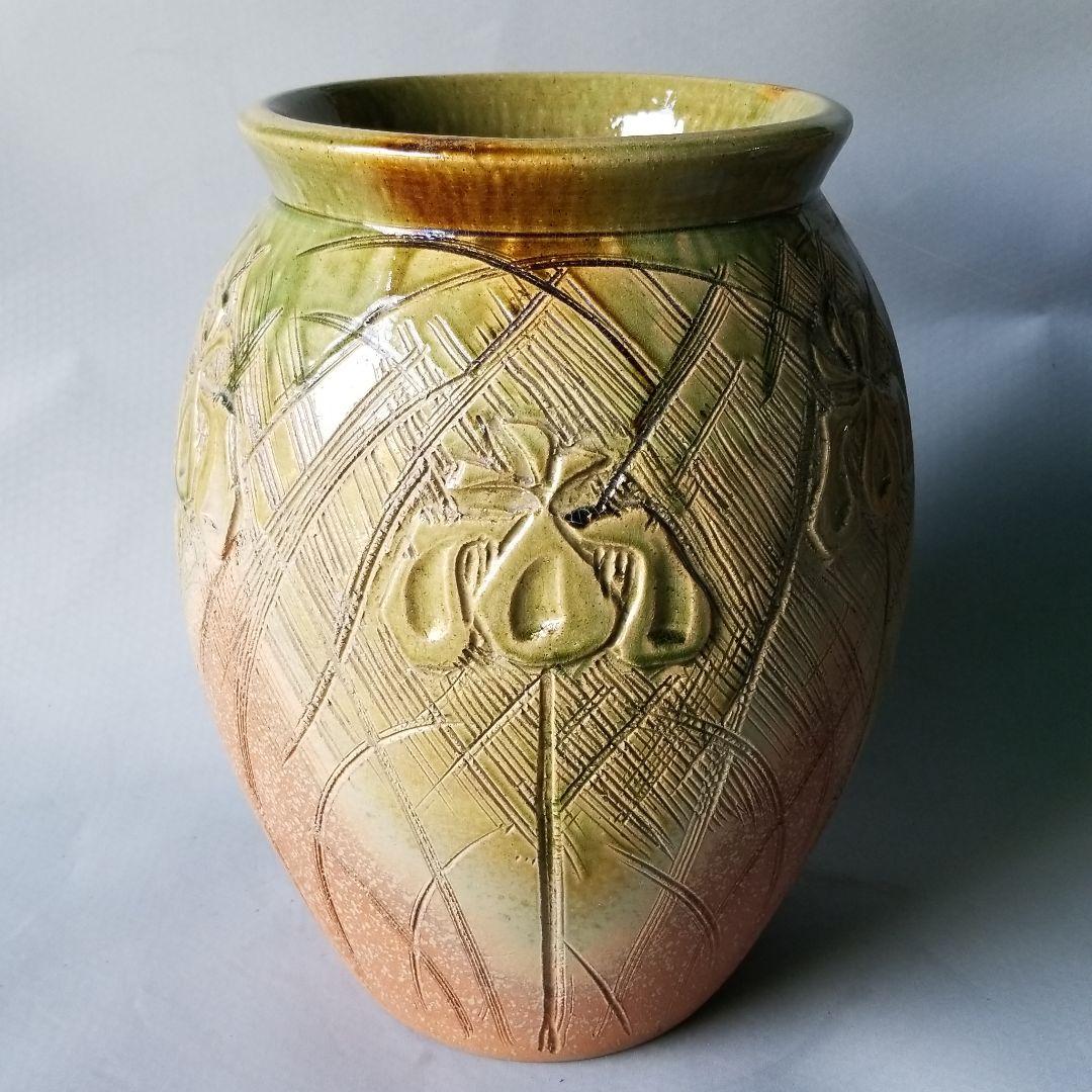 信楽焼傘立て  壷型織部彫 高さ４４cm