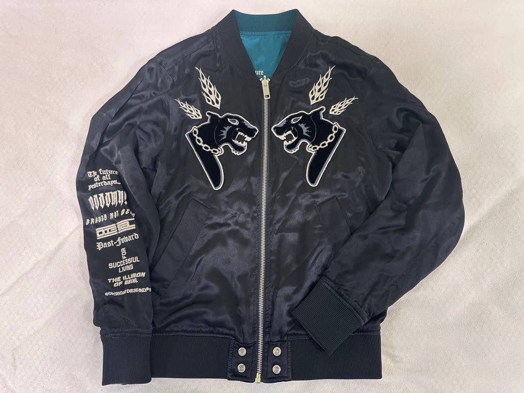 『DIESEL』 スカジャン　J-SMOAK-EMBRO リバーシブル　黒　M