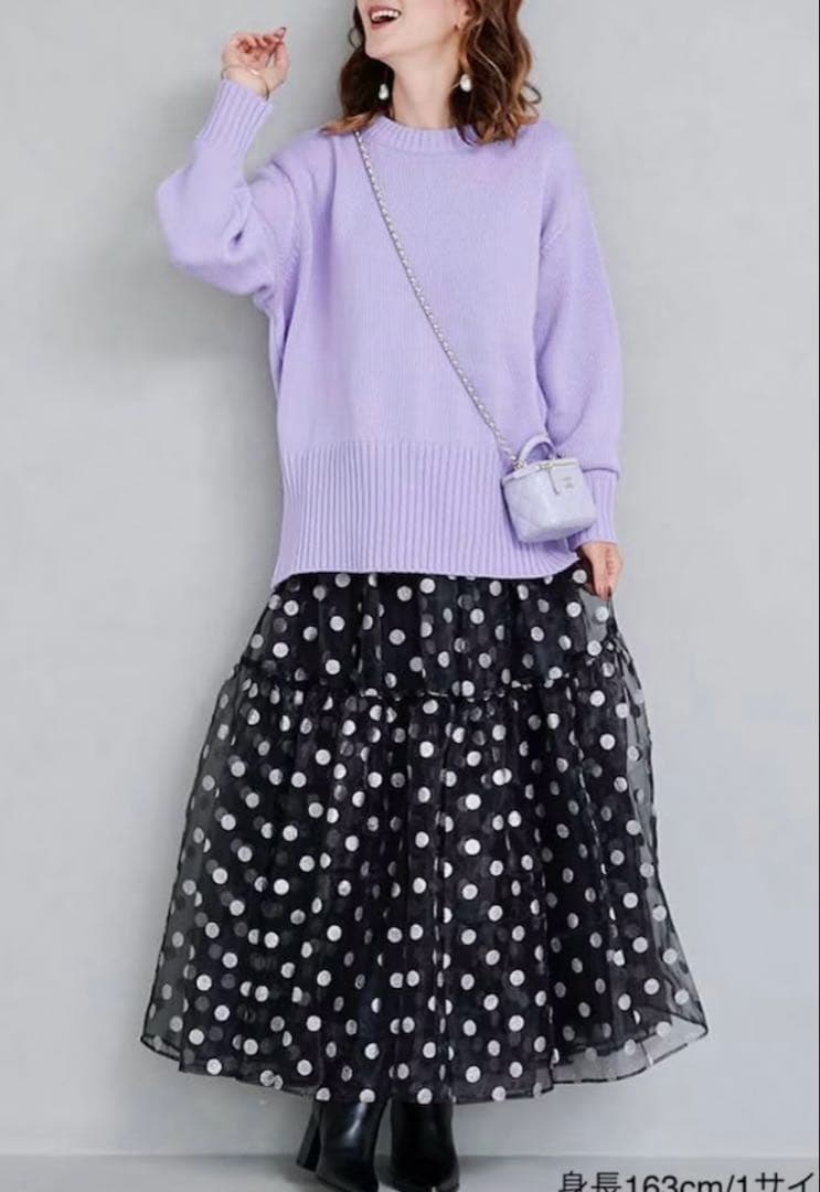 新品未使用　OBLI シルバードットオーガンジースカート