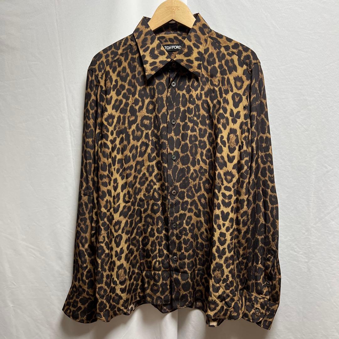 TOM FORD トムフォード　レオパード柄　シルクシャツ　43