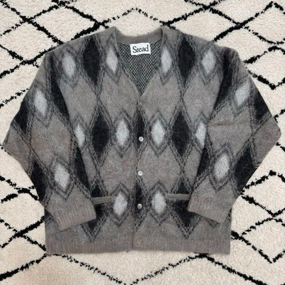 -STEAD- ジャーナルスタンダード　アーガイルモヘアカーディガン　Lサイズ
