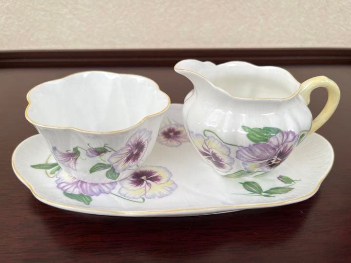 シェリー　ティーセット　パンジーの絵柄5点セット