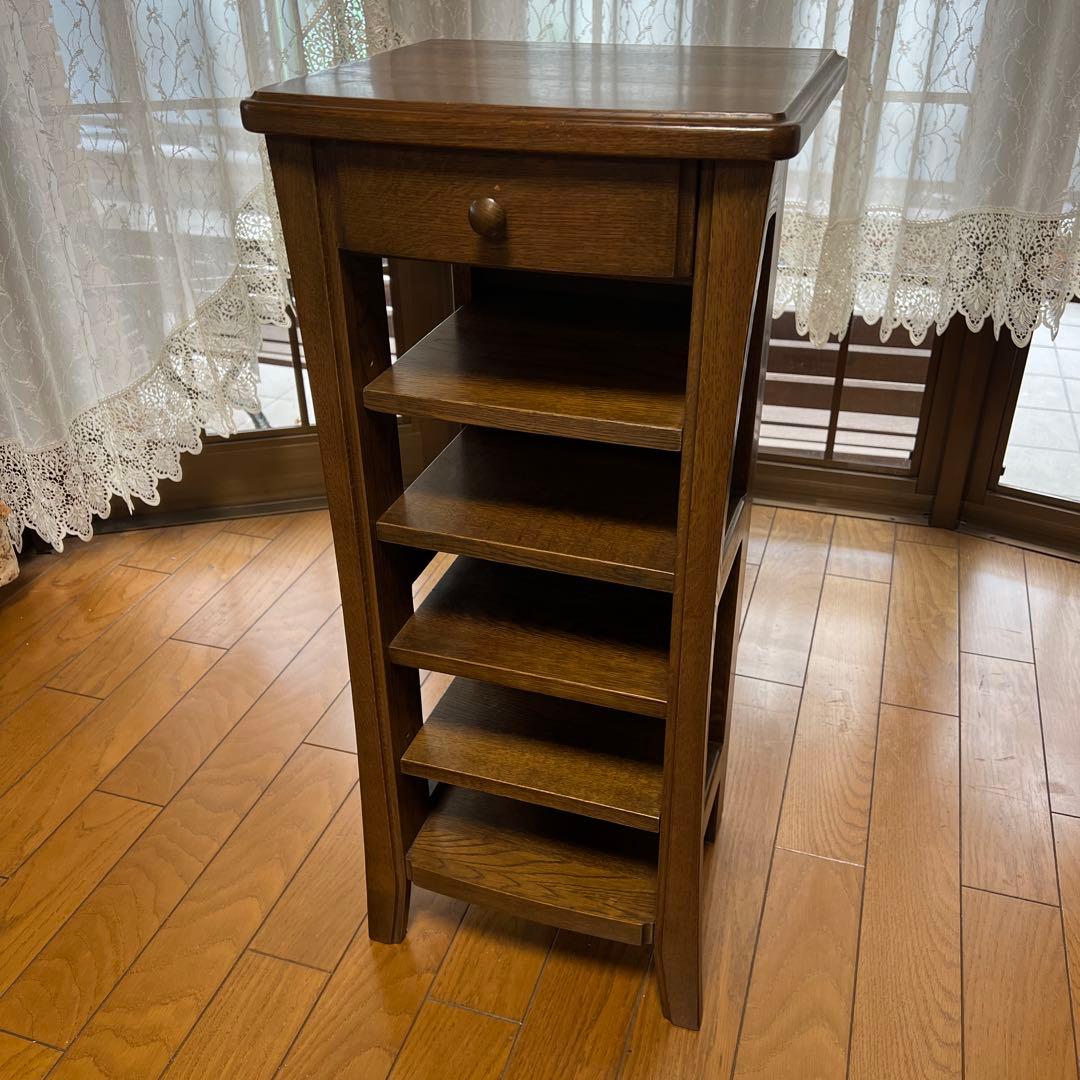 木製ラック 5段 引き出し付き ブラウン