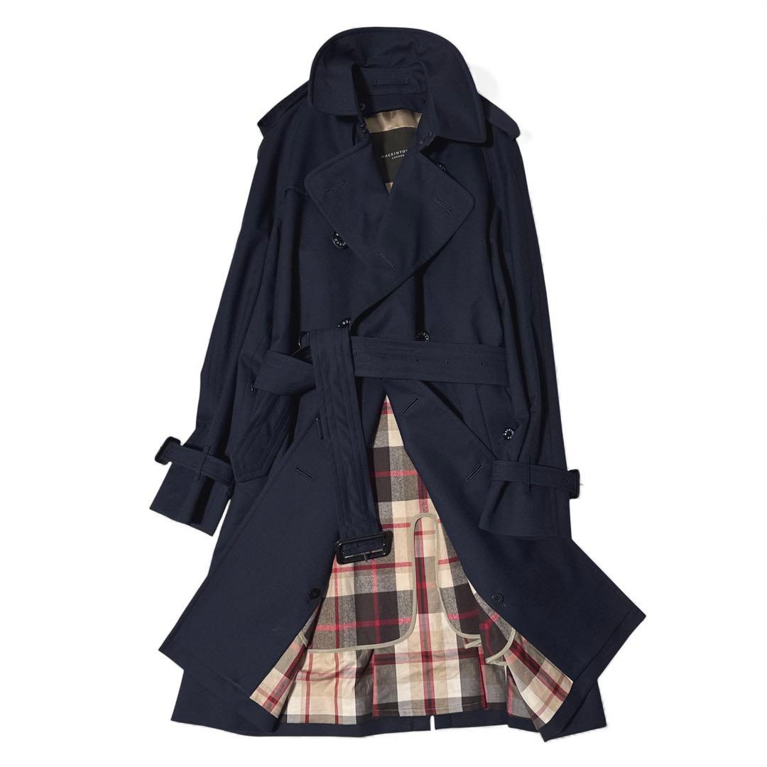 極美品✨️マッキントッシュロンドンウールギャバトレンチコート　ウールライナー　紺