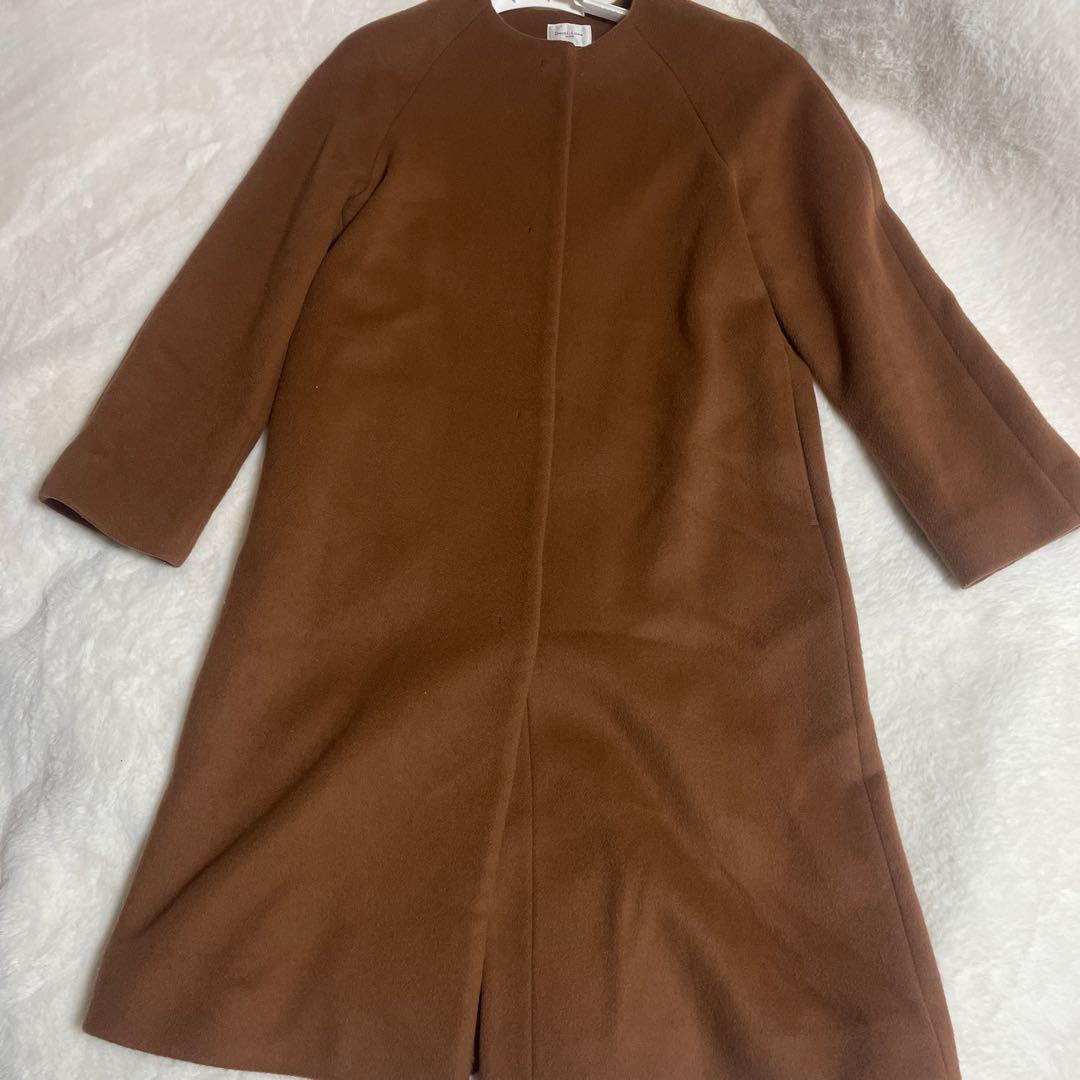 デミルクスビームス 4,6万円ショートビーバー ノーカラー　ロングコート　ウール