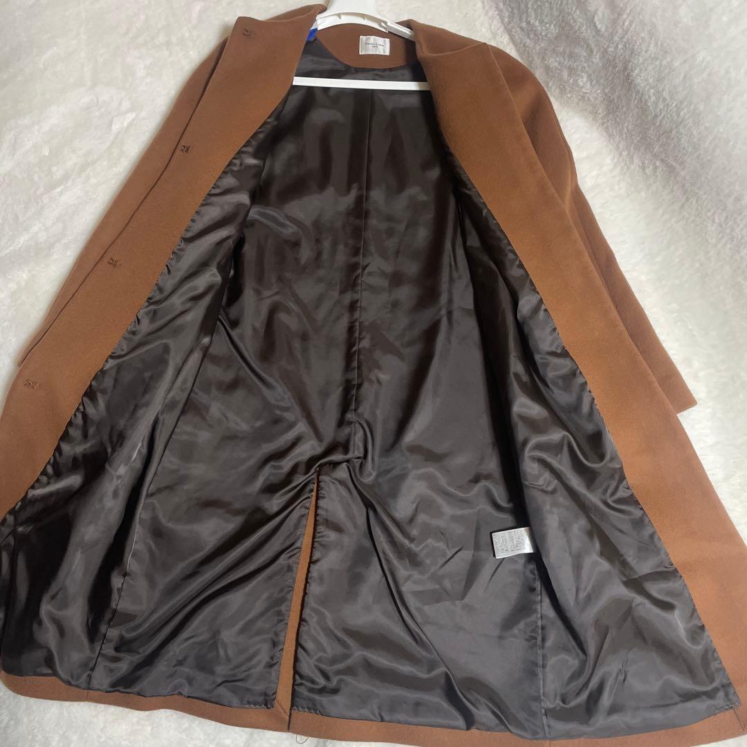 デミルクスビームス 4,6万円ショートビーバー ノーカラー　ロングコート　ウール