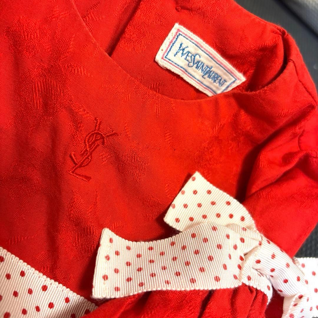 イブサンローランYSL赤リボンワンピース90クリスマスバレンタイン撮影発表会誕生