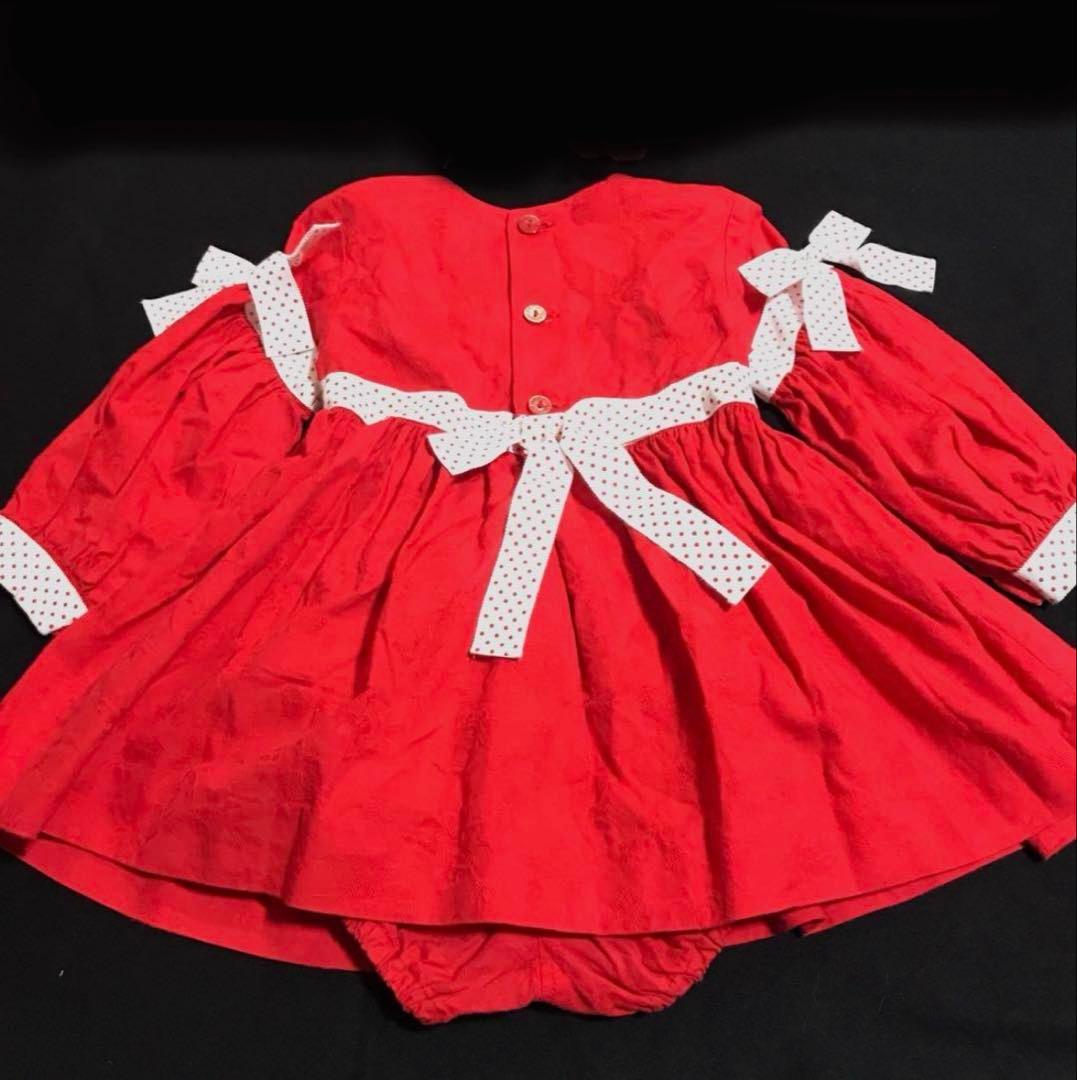 イブサンローランYSL赤リボンワンピース90クリスマスバレンタイン撮影発表会誕生