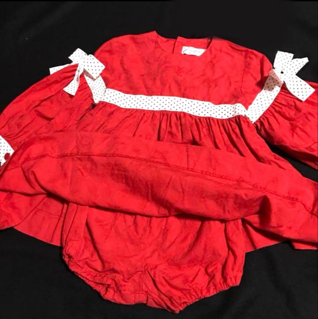 イブサンローランYSL赤リボンワンピース90クリスマスバレンタイン撮影発表会誕生