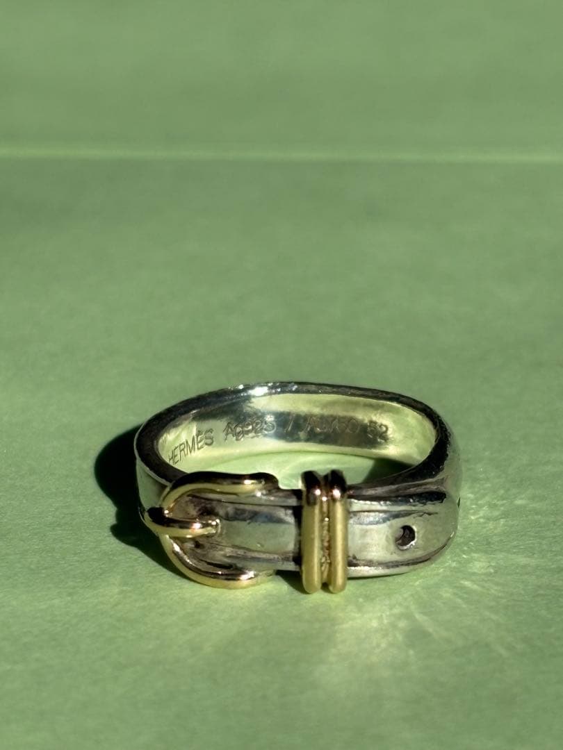 HERMES サンチュールリング 18金　シルバーコンビ　ベルトリング