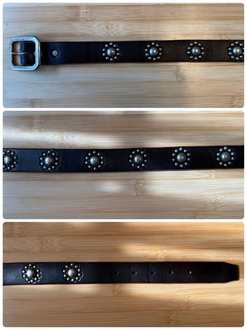 ⭐️美品⭐️OLD STUD⭐️フラワースタッズ⭐️ブラックホースレザー(茶芯)⭐️34