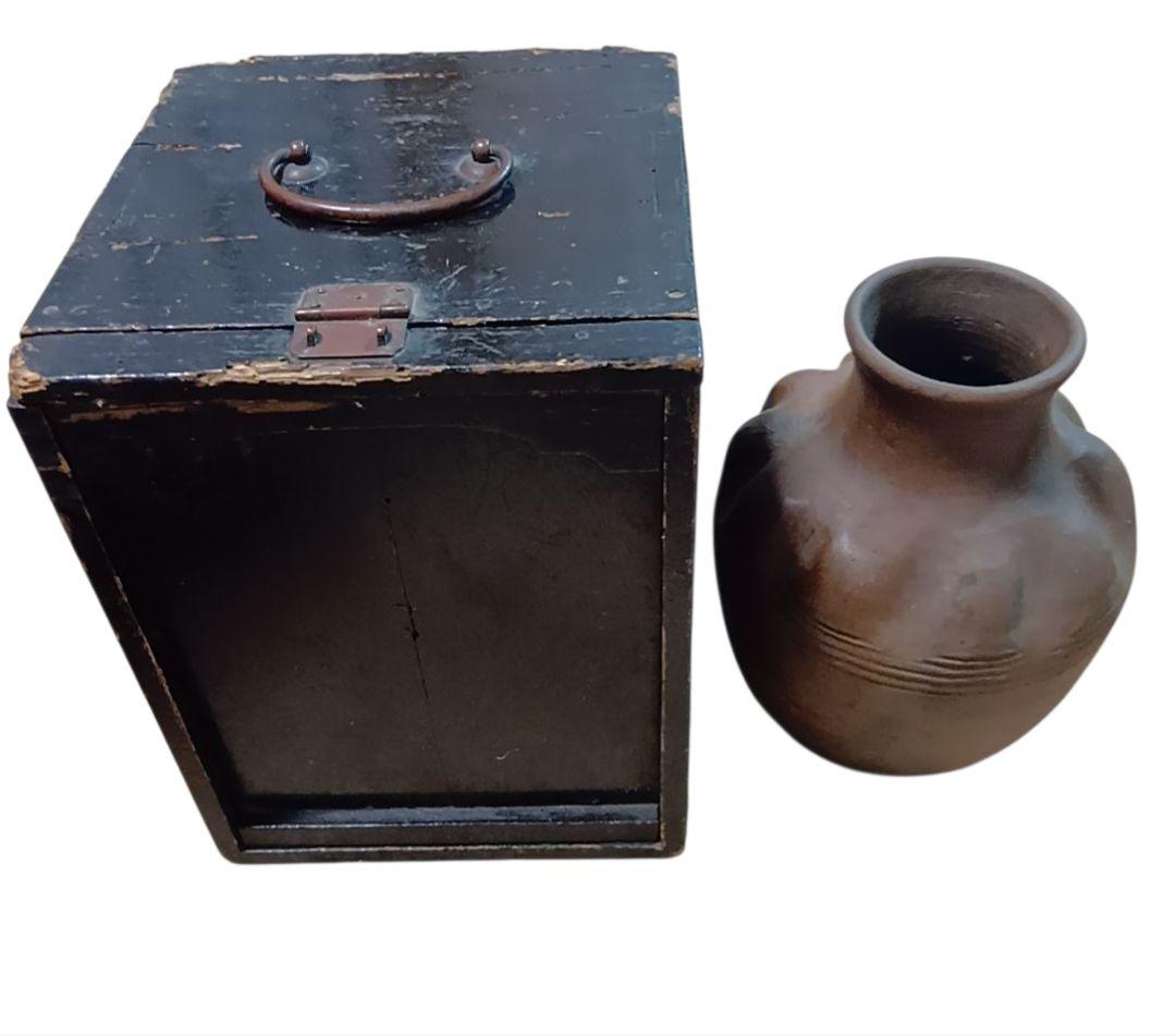 骨董品　陶器　花瓶　共箱付き　レトロ　江戸時代後期の壺　茶道具　花入　極美品‼️