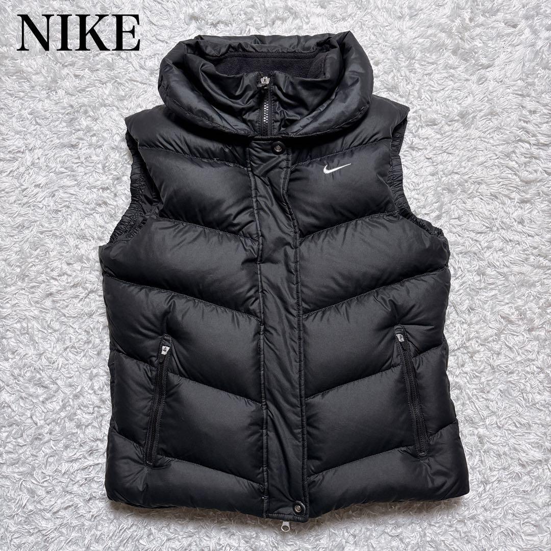 NIKE 00s ナイキ ダウンベスト L レディース 黒 ブラック 肉厚