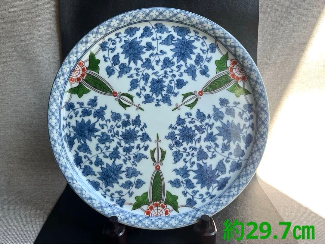 源右衛門　染錦三方割唐草　大皿　１枚