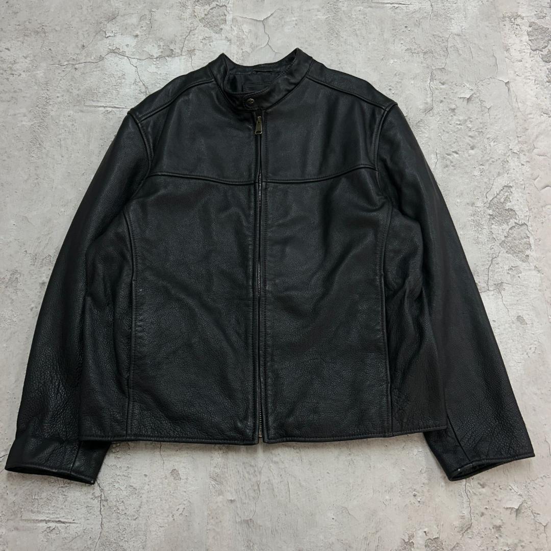 .*.様 DOCKERS　レザージャケット　シングル　本革　古着　ブラック　黒