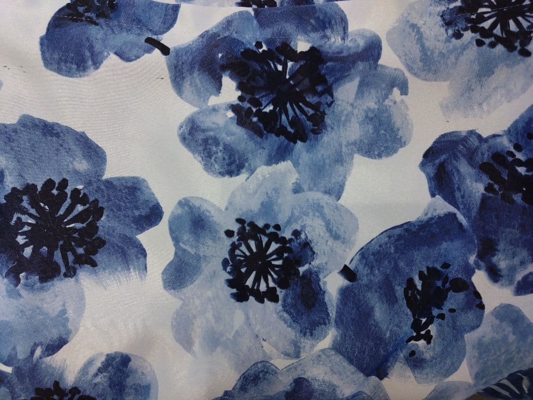 ニトリ オーダーカーテン カーテン 花柄 青 レースカーテン セット