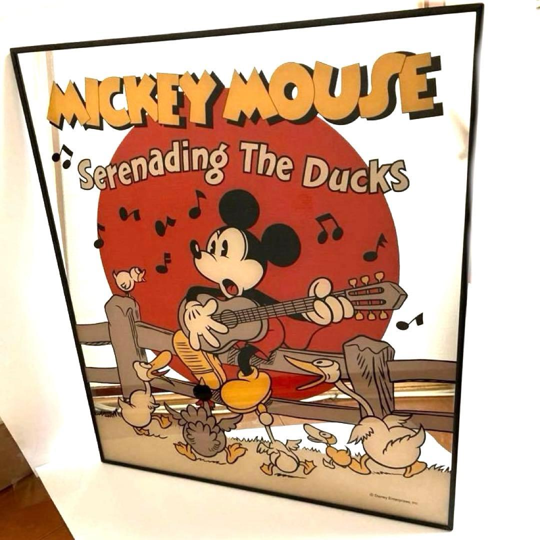 お値下げ9000円→ディズニー ミラー 鏡 ミッキー レトロ ファブリック