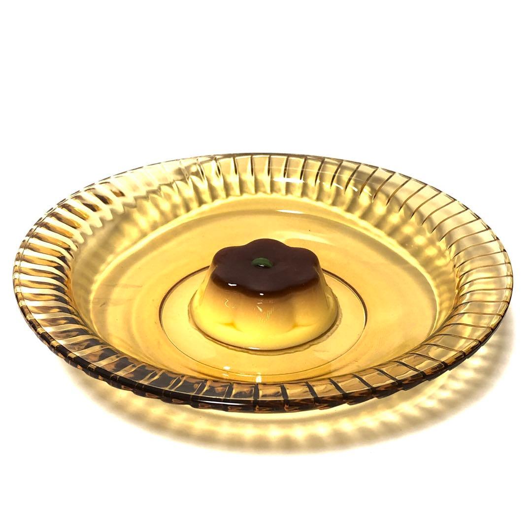 ■ガラス製　中皿　10枚■琥珀色・レトロ・和食・洋食・スイーツ・果物・野菜・肉