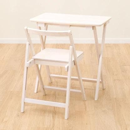【省スペース】天然木 折りたたみデスク＆チェア