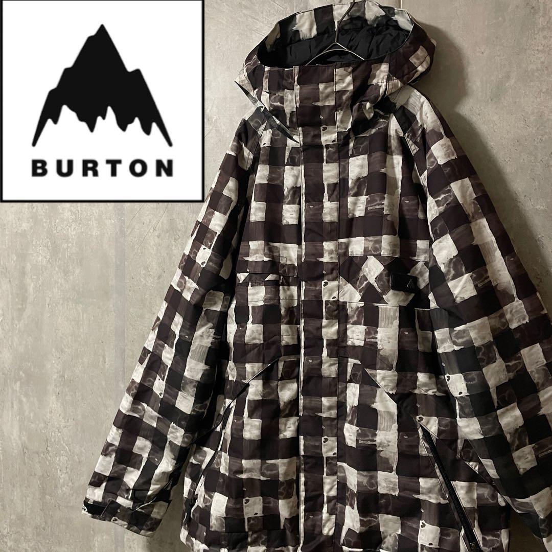 Burtonバートンスキーウェアスノーボードジャケットパーカーフード黒白チェック