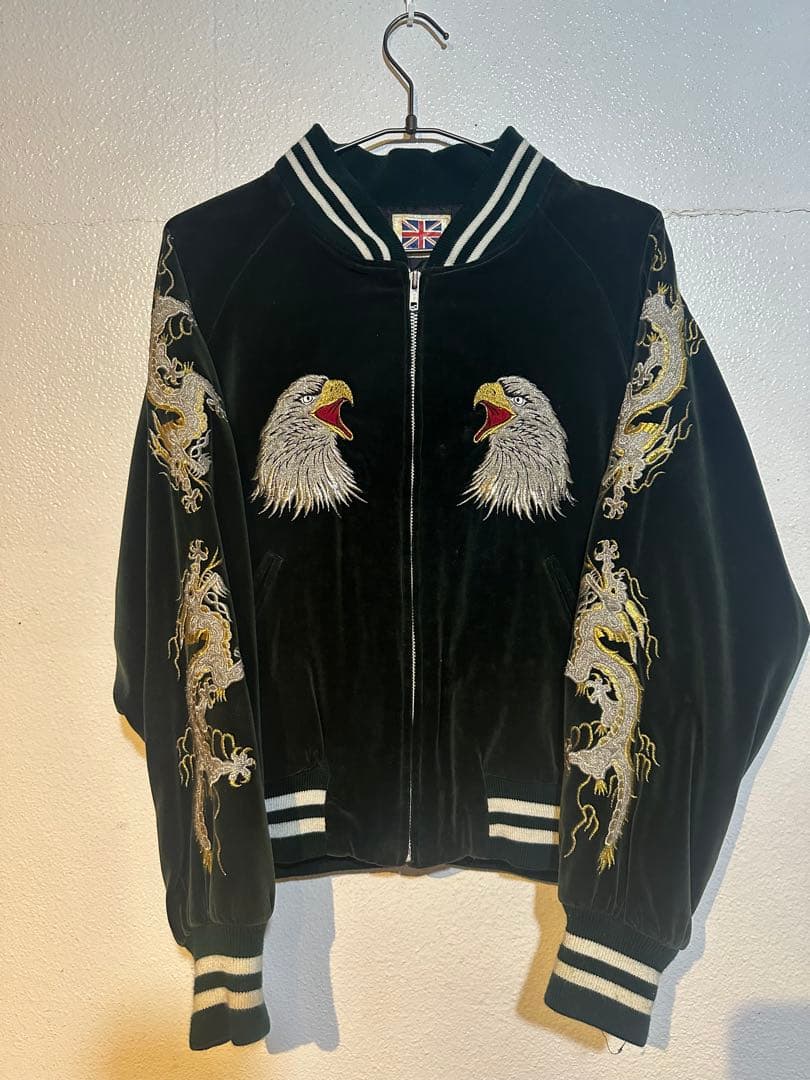 ベルベット　スカジャン 鷲とドラゴン刺繍