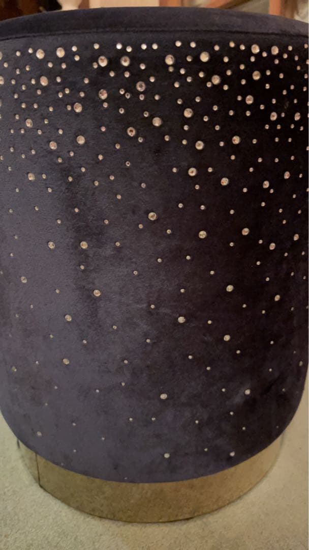 【美品】星空のジュエリースツール☆彡濃紺ネイビー×ゴールド脚のキラキララメの椅子