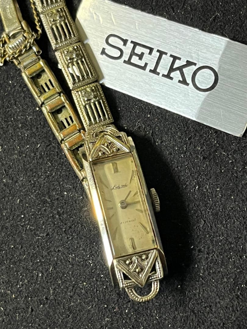 ★ 稼働品 アンティーク 14KWG Lady SEIKO レディース 腕時計