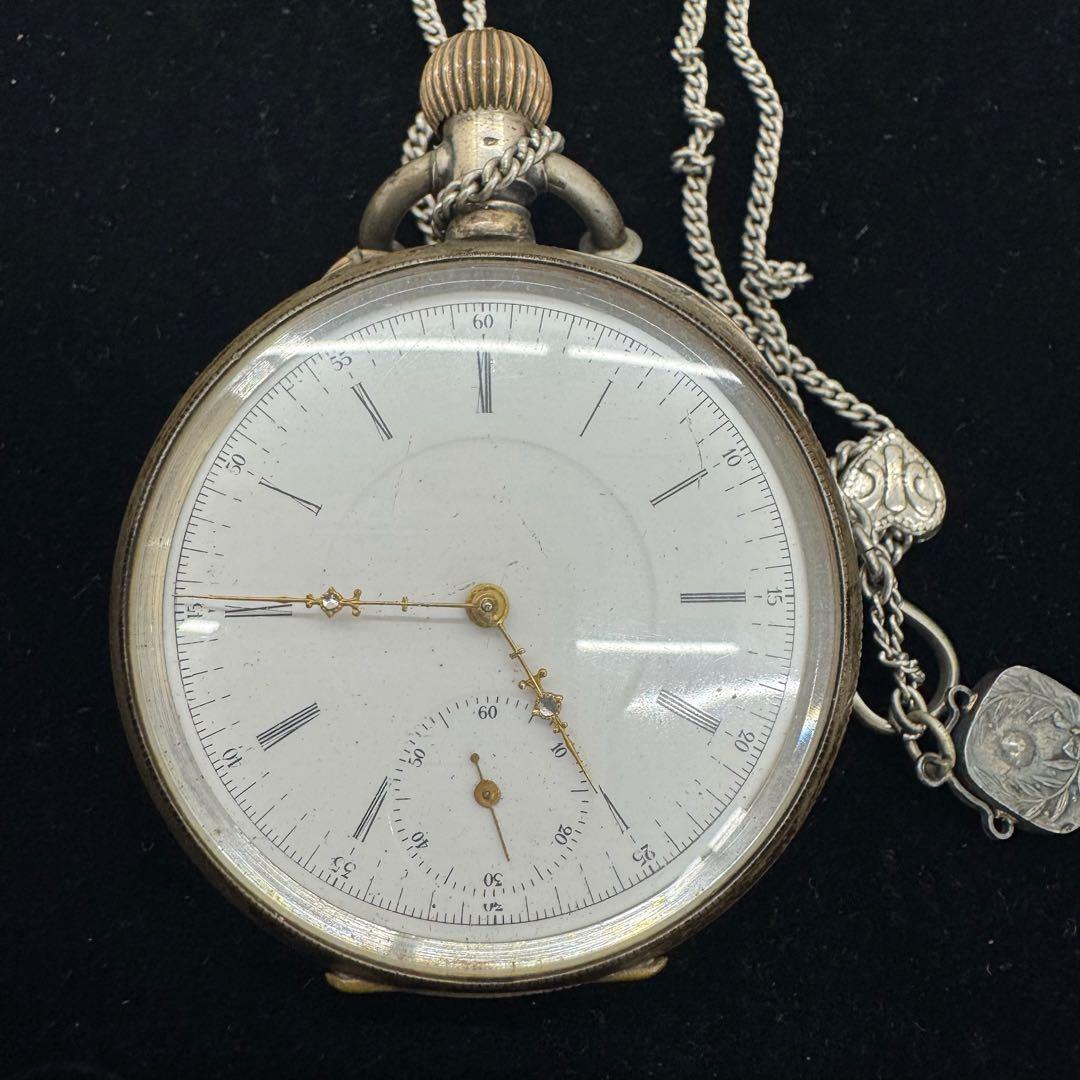 [鑑定済] 銀製懐中時計　アールシュミット商会　商館時計　銀無垢ケース