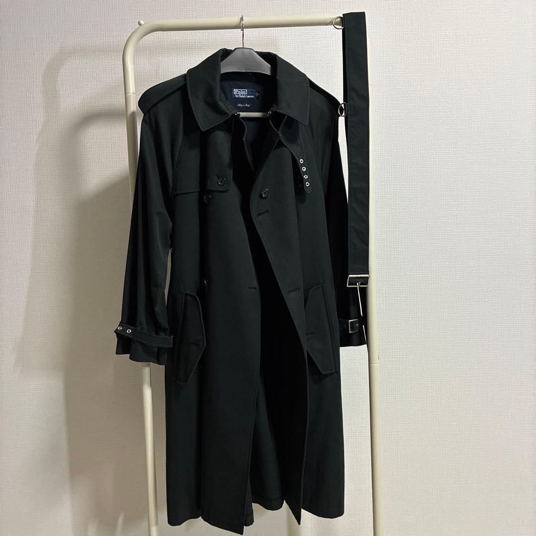 ラルフローレン　ブラック トレンチコート　イタリー製　ビンテージ