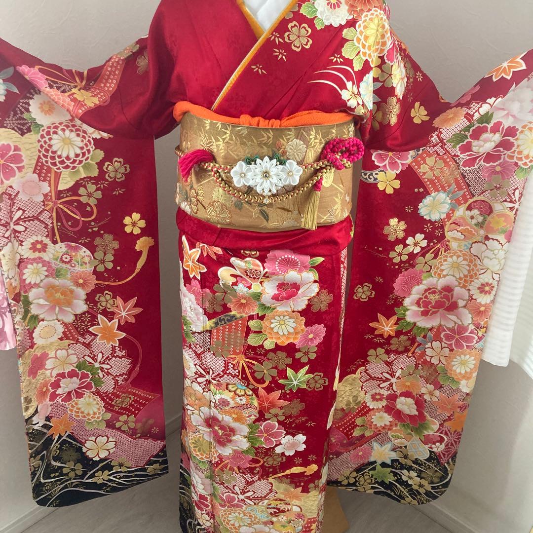 豪華正絹振袖フルセットお探しの方に！！　成人式　赤