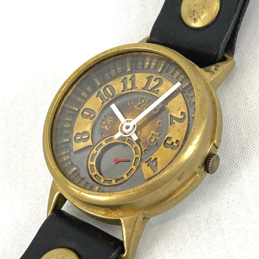 ハンドメイド アンティーク調 クオーツウォッチ スモールセコンド 腕時計