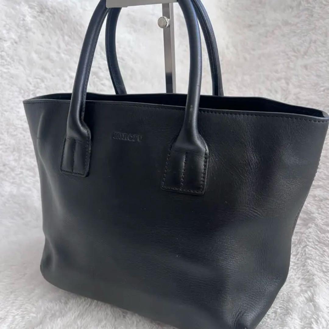 極美品 HIROFU ブラック レザートートバッグ　自立