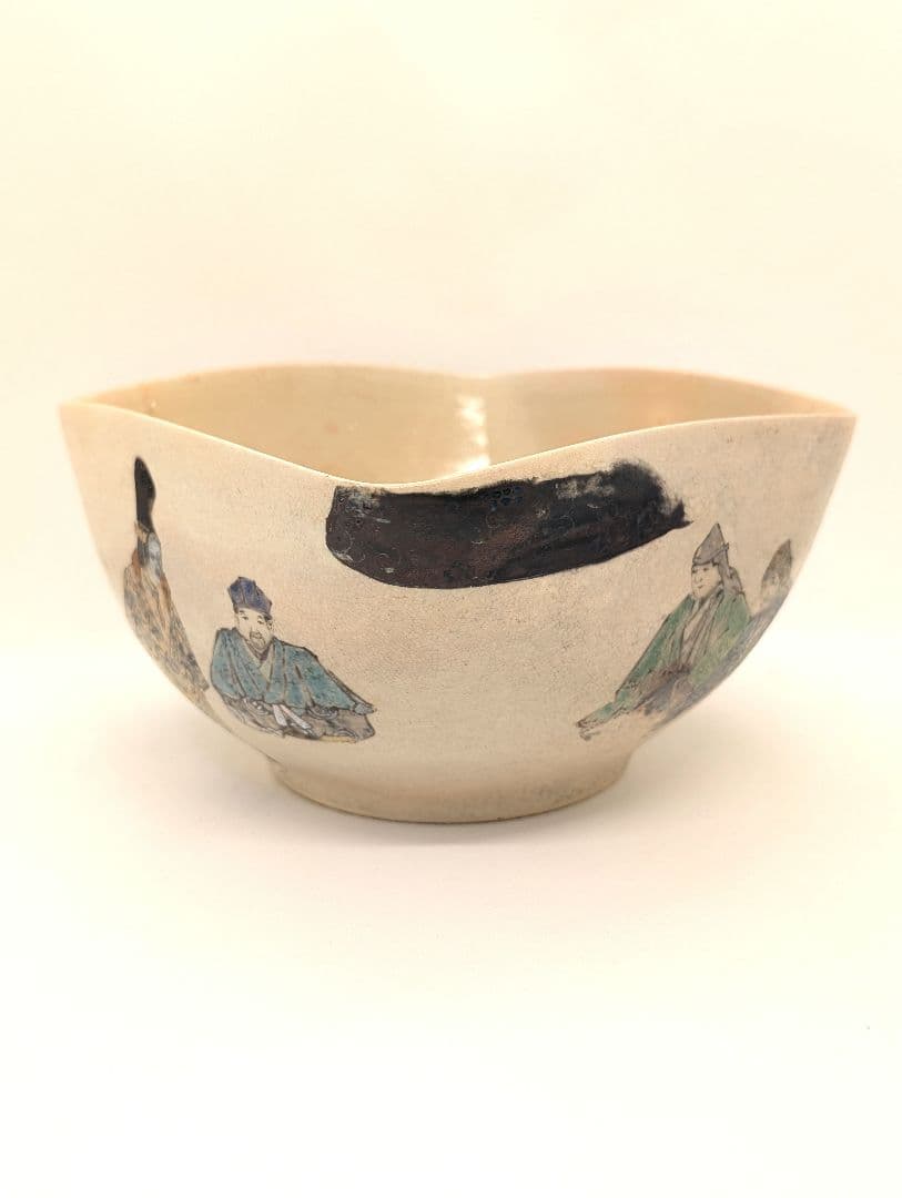 【粟田焼】　菓子鉢　能絵　萬珠堂